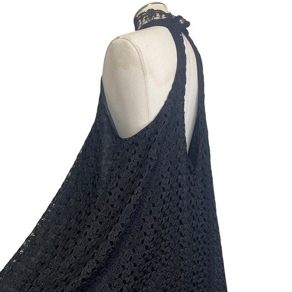 Vintage 90s y2k Halter Lacy Super Flowy Gothic Boho Whimsygoth Mini Dress - Picture 7 of 13